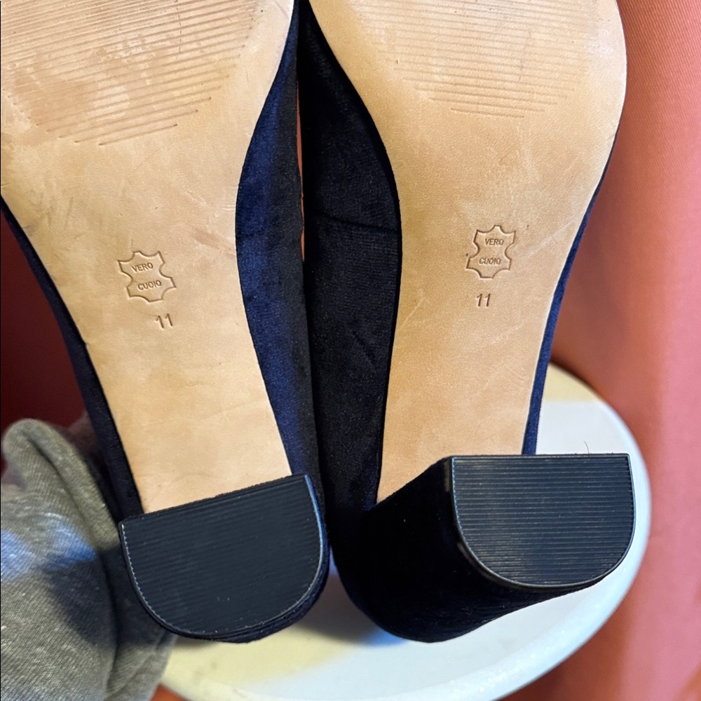 NWOT Lands' End Midnight Sapphire Velvet Block Heel Mary Janes Size 11 - Picture 10 of 11